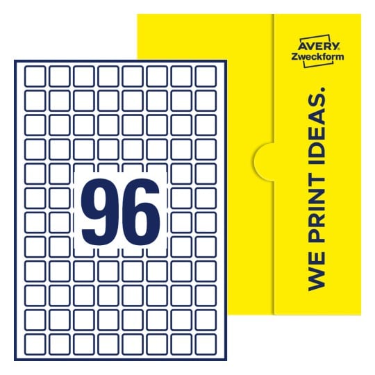 96 stk. etiketter pr. ark. - Kvadratiske etiketter, 20 x 20 mm