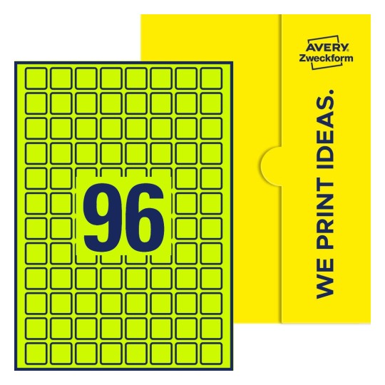 96 stk. etiketter pr. ark. - Kvadratiske etiketter, 20 x 20 mm