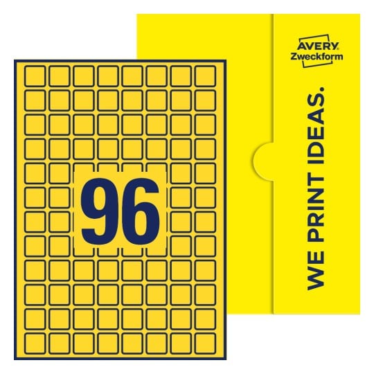 96 stk. etiketter pr. ark. - Kvadratiske etiketter, 20 x 20 mm
