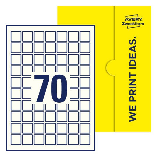 70 stk. etiketter pr. ark. - Kvadratiske etiketter, 25 x 25 mm