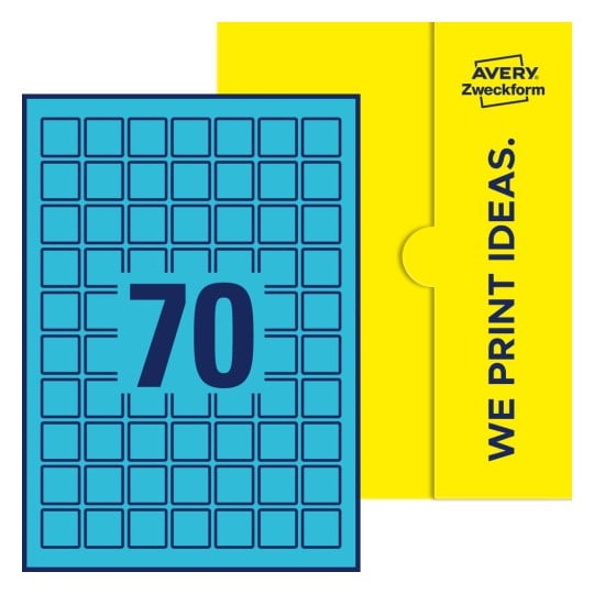70 stk. etiketter pr. ark. - Kvadratiske etiketter, 25 x 25 mm