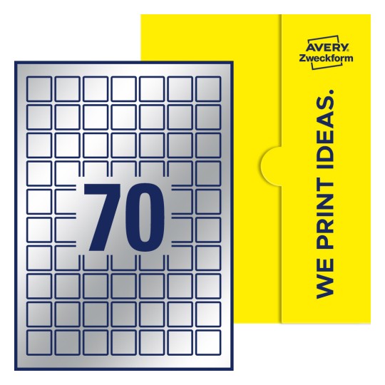 70 stk. etiketter pr. ark. - Kvadratiske etiketter, 25 x 25 mm