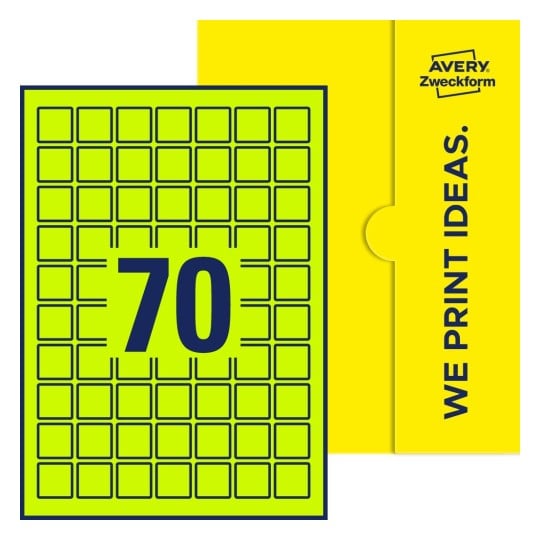 70 stk. etiketter pr. ark. - Kvadratiske etiketter, 25 x 25 mm