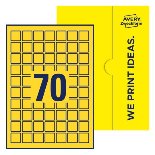 70 stk. etiketter pr. ark. - Kvadratiske etiketter, 25 x 25 mm