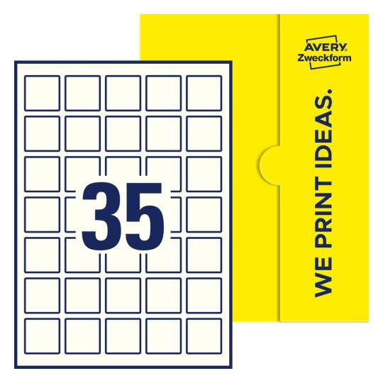 35 stk. etiketter pr. ark. - Kvadratiske etiketter, 35 x 35 mm
