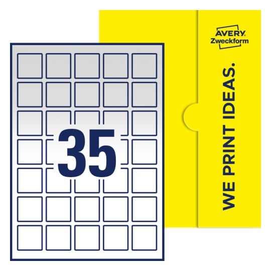 35 stk. etiketter pr. ark. - Kvadratiske etiketter, 35 x 35 mm