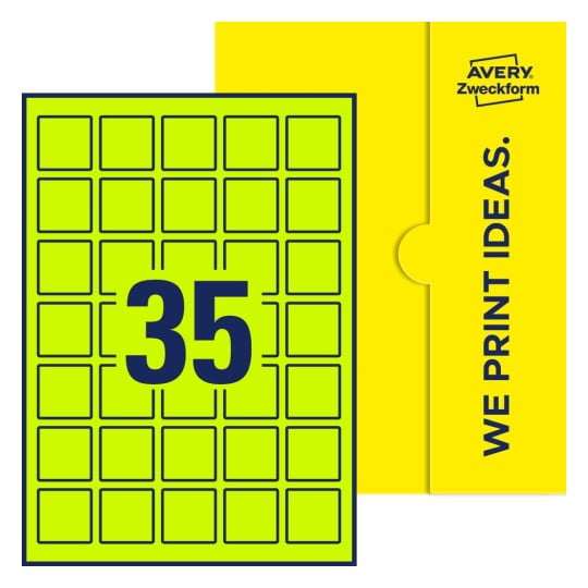 35 stk. etiketter pr. ark. - Kvadratiske etiketter, 35 x 35 mm