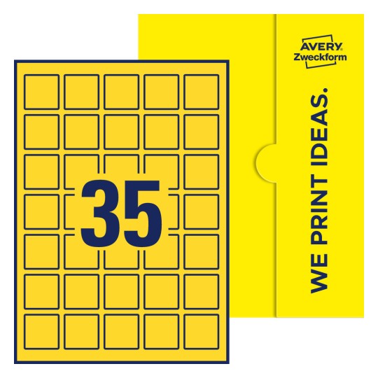 35 stk. etiketter pr. ark. - Kvadratiske etiketter, 35 x 35 mm