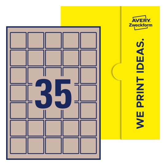 35 stk. etiketter pr. ark. - Kvadratiske etiketter, 37 x 37 mm