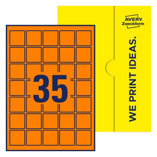 35 stk. etiketter pr. ark. - Kvadratiske etiketter, 37 x 37 mm