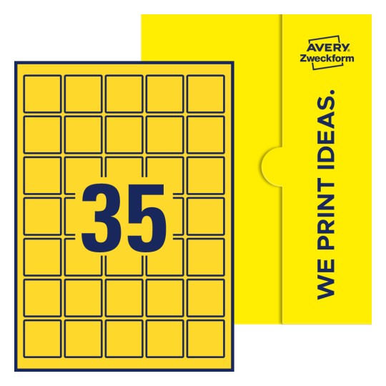 35 stk. etiketter pr. ark. - Kvadratiske etiketter, 37 x 37 mm