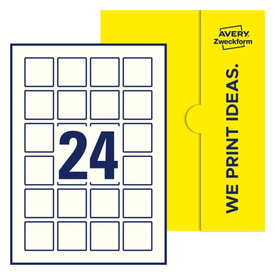 24 stk. etiketter pr. ark. - Kvadratiske etiketter, 40 x 40 mm