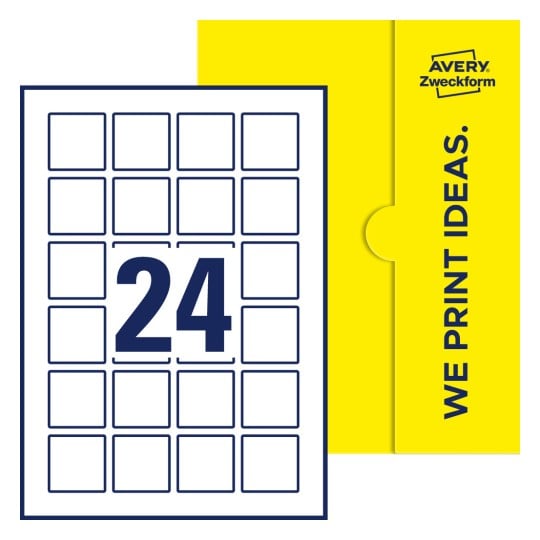 24 stk. etiketter pr. ark. - Kvadratiske etiketter, 40 x 40 mm