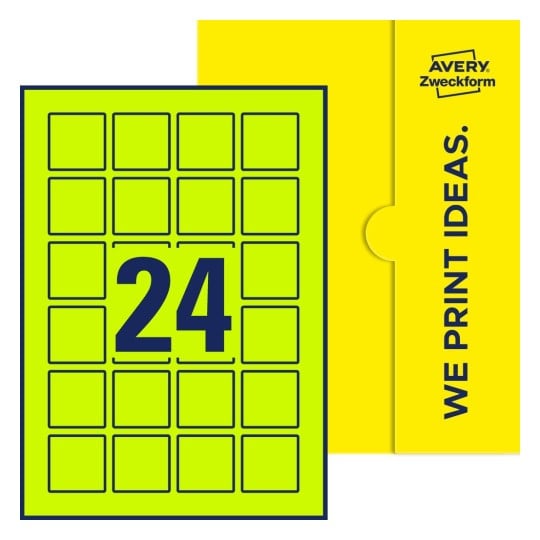24 stk. etiketter pr. ark. - Kvadratiske etiketter, 40 x 40 mm
