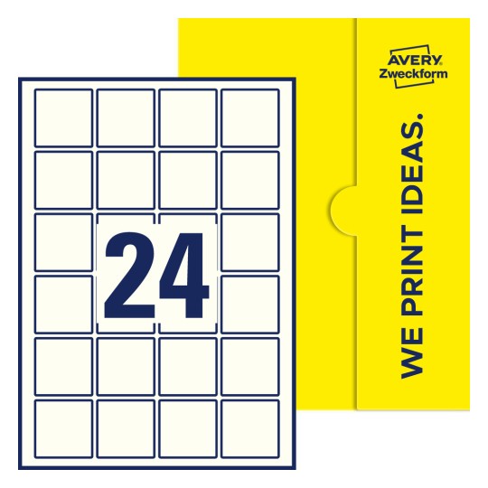 24 stk. etiketter pr. ark. - Kvadratiske etiketter, 45 x 45 mm