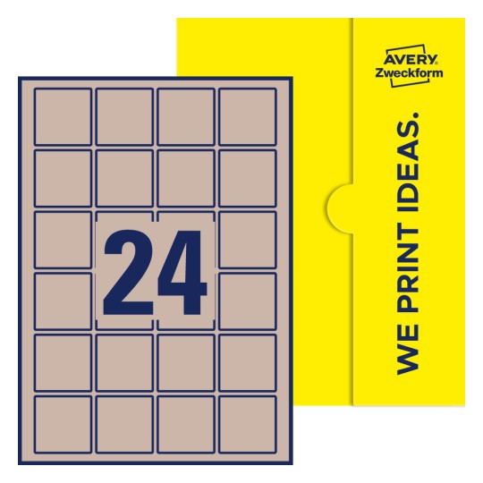 24 stk. etiketter pr. ark. - Kvadratiske etiketter, 45 x 45 mm