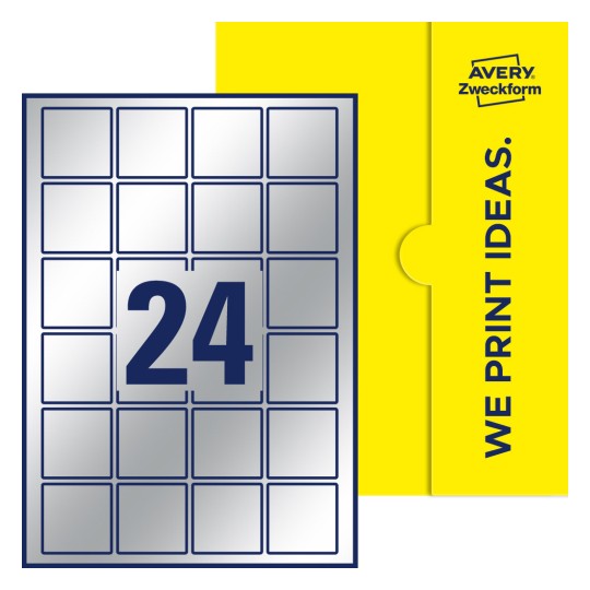 24 stk. etiketter pr. ark. - Kvadratiske etiketter, 45 x 45 mm
