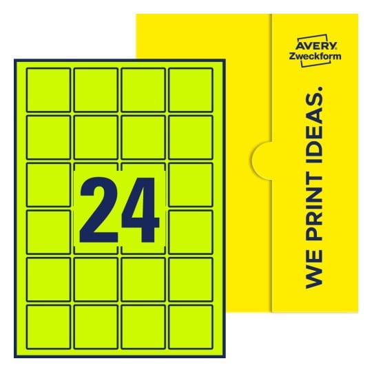 24 stk. etiketter pr. ark. - Kvadratiske etiketter, 45 x 45 mm