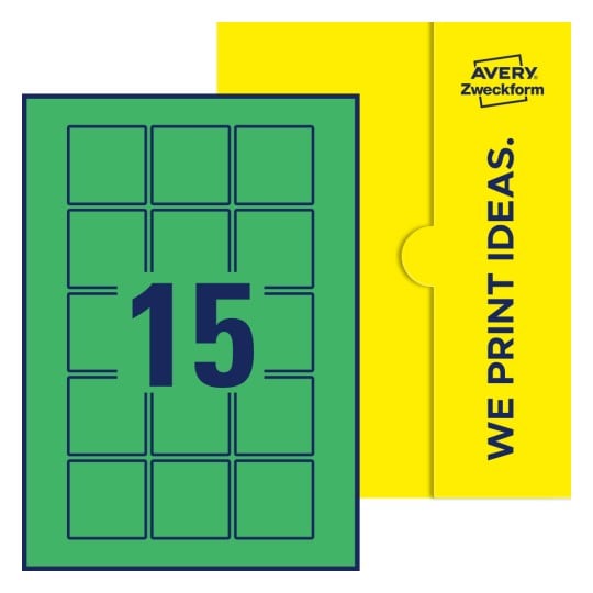 15 stk. etiketter pr. ark. - Kvadratiske etiketter, 50 x 50 mm