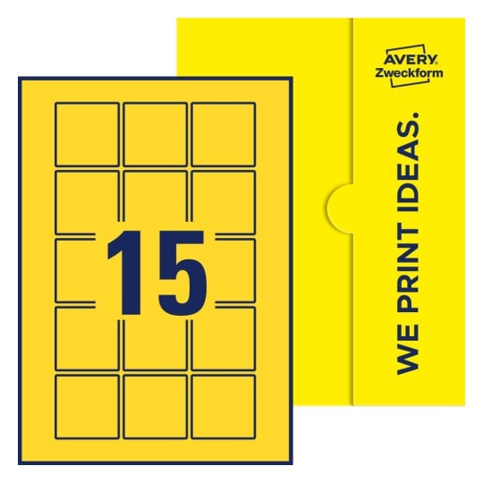 15 stk. etiketter pr. ark. - Kvadratiske etiketter, 50 x 50 mm