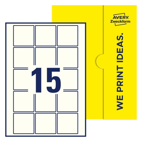 15 stk. etiketter pr. ark. - Kvadratiske etiketter, 55 x 55 mm