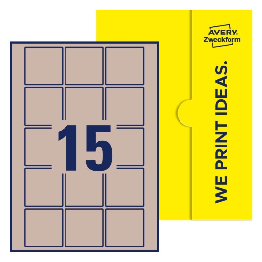 15 stk. etiketter pr. ark. - Kvadratiske etiketter, 55 x 55 mm