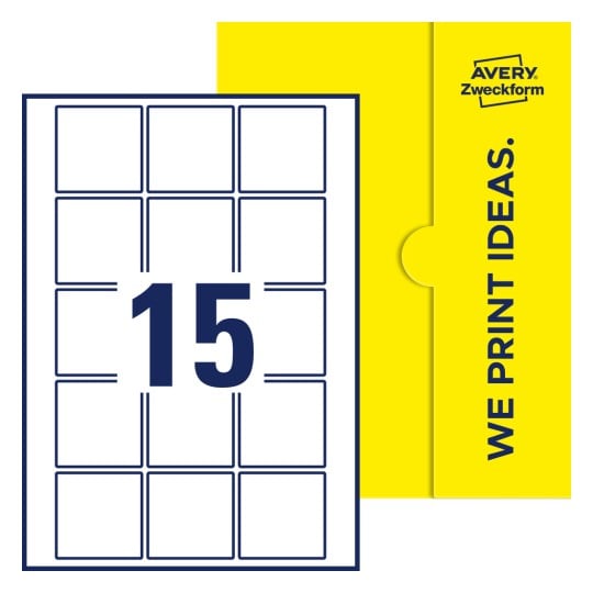 15 stk. etiketter pr. ark. - Kvadratiske etiketter, 55 x 55 mm