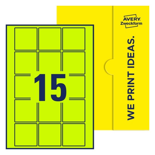 15 stk. etiketter pr. ark. - Kvadratiske etiketter, 55 x 55 mm