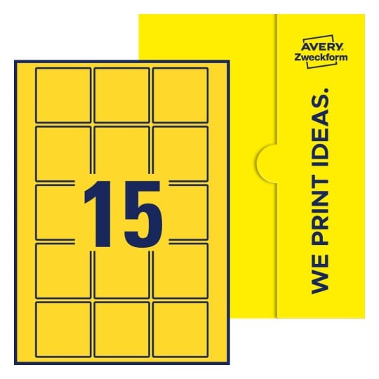 15 stk. etiketter pr. ark. - Kvadratiske etiketter, 55 x 55 mm