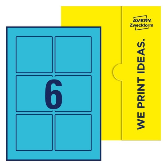 6 stk. etiketter pr. ark. - Kvadratiske etiketter, 80 x 80 mm