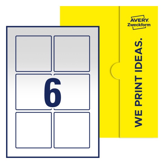 6 stk. etiketter pr. ark. - Kvadratiske etiketter, 80 x 80 mm