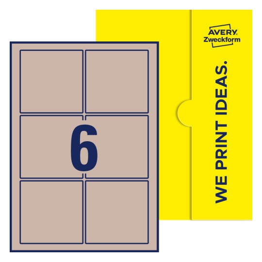 6 stk. etiketter pr. ark. - Kvadratiske etiketter, 90 x 90 mm