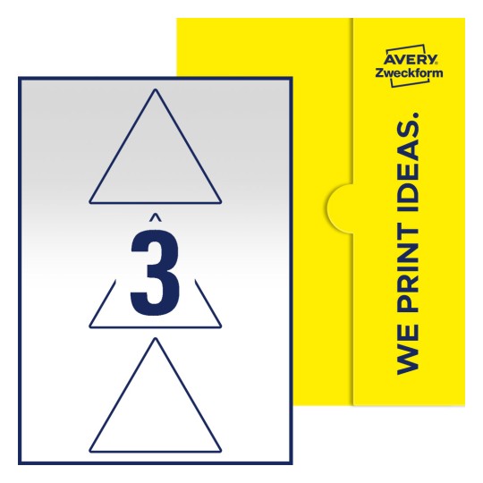 3 stk. trekantede etiket på et ark - Trekantede etiketter, 100 mm