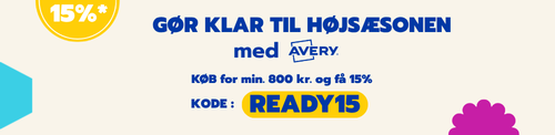 Et banner med teksten: Klar til højsæsonen. Få 15% ved køb for min. 800 kr.