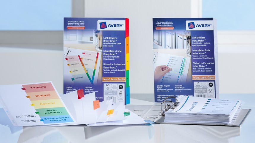 Avery faneblade Print selv flotte indeks til mapper og ringbind