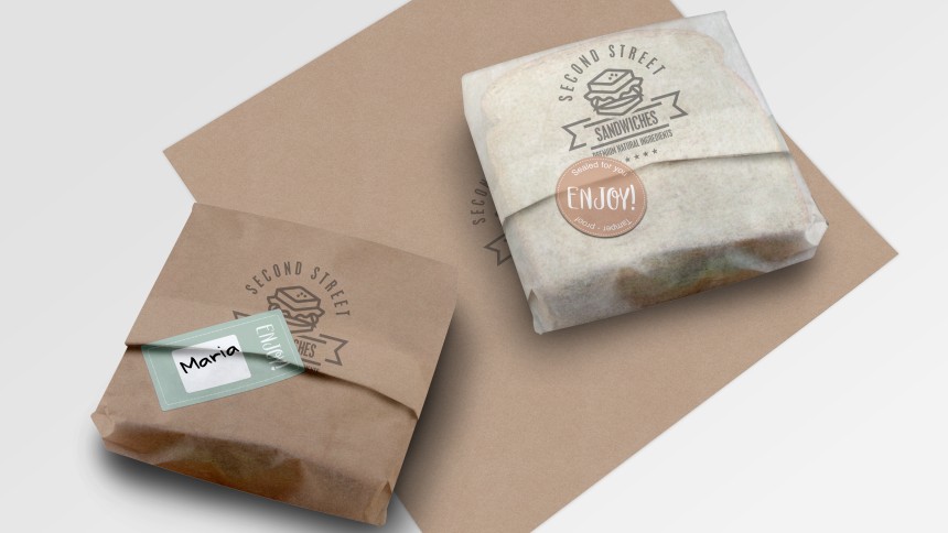 Forseglingsetiketter til madleveringer, take-away og to-go