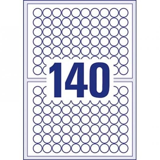 140 stk. etiketter pr. ark