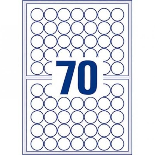 70 stk. etiketter pr. ark