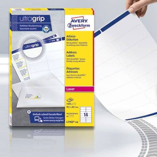 Avery Adresseetiketter med Ultragrip 