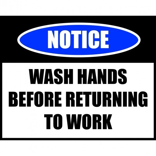 Avery COVID-19 skilt Notice - Wash Hands Before Returning to Work