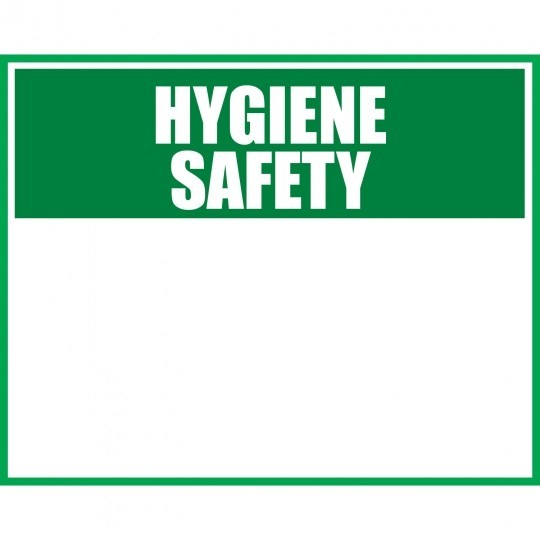 COVID-19 skilt med teksten "Hygiene Safety"