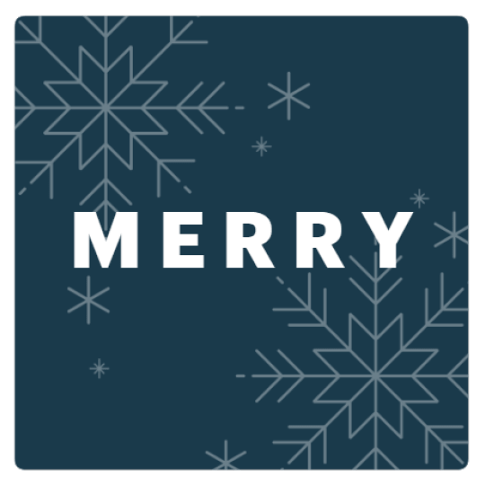 Link til juleetiket med teksten "MERRY" i Avery Design & Print