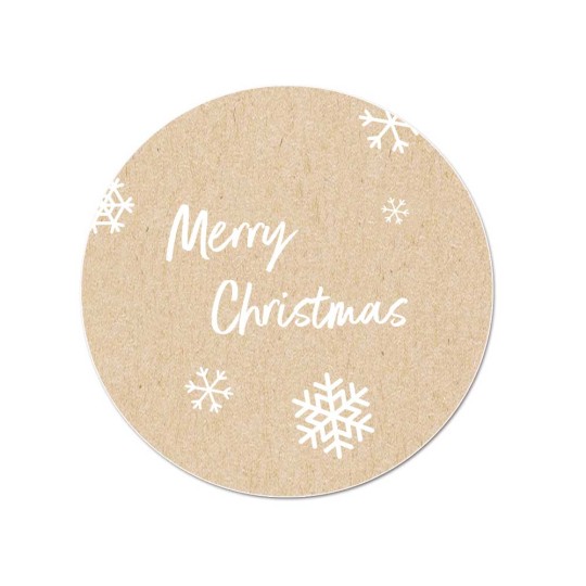Link til rund klistermærke med teksten "Merry Christmas" i Avery Design & Print