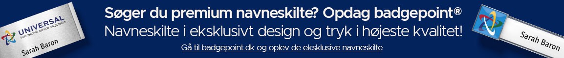 Søger du premium navneskilte? Opdag badgepoint®  Navneskilte i eksklusivt design og tryk i højeste kvalitet! Gå til badgepoint.dk og oplev de eksklusive navneskilte