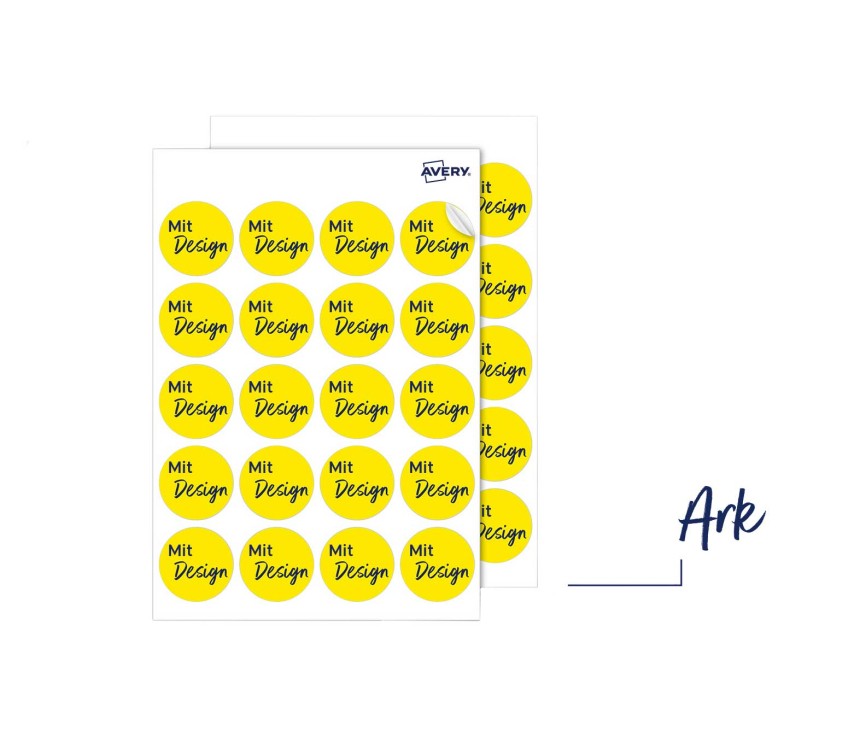 Etiketter på ark.