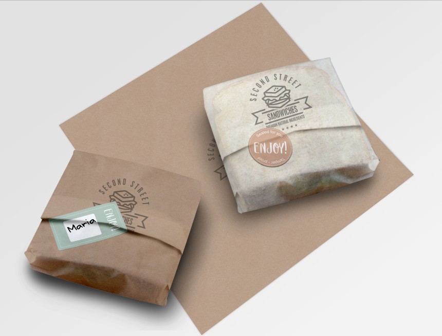 Forseglingsetiketter til madleveringer, take-away og to-go