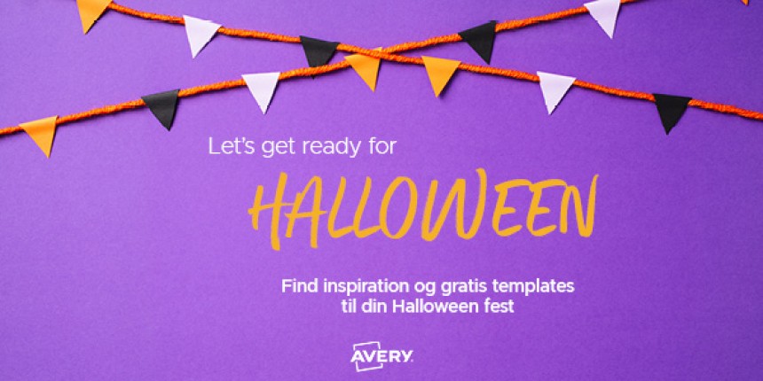 Halloween banner 2024 med flag og med teksten: find inspiration og gratis templates til din halloween fest.