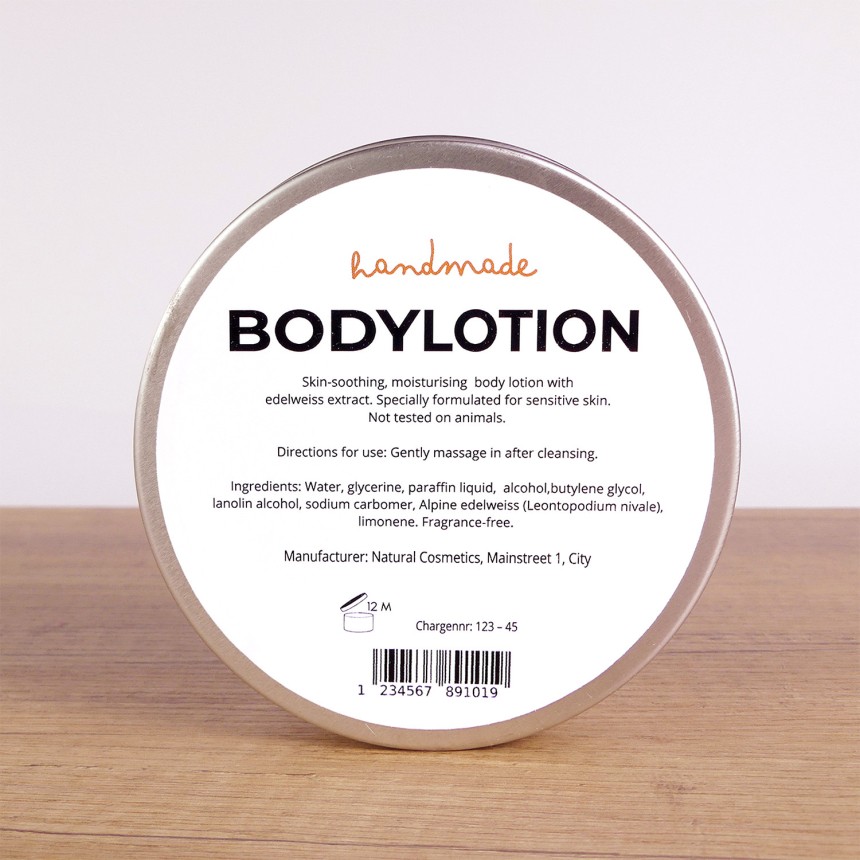 produktmærkning bodylotion