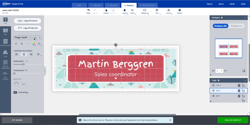 Lav selv bordkort med Avery Design & Print