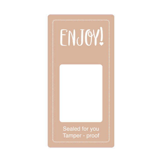 Forseglingsetiket med teksten "have a nice day!" og "Sealed for you Tamper - proof"